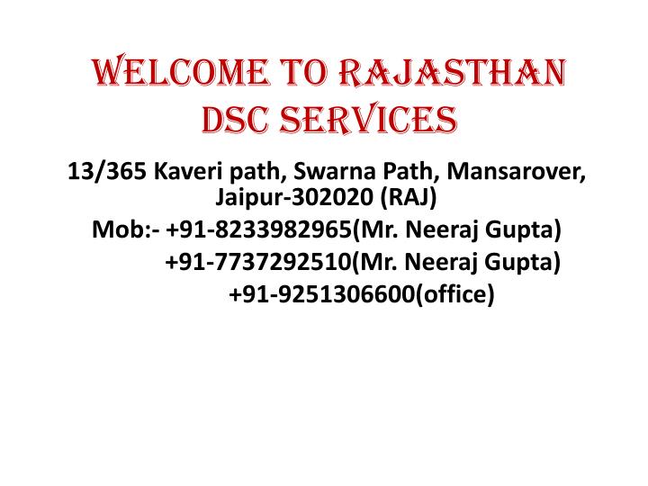 welcome to rajasthan dsc services