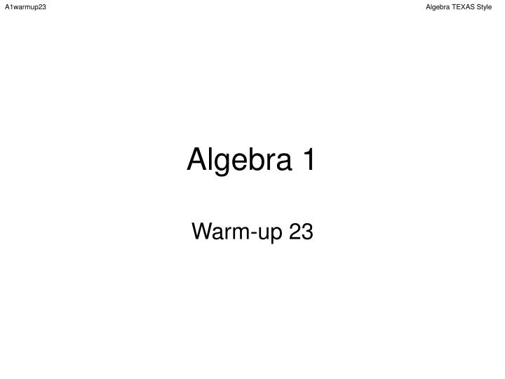 algebra 1