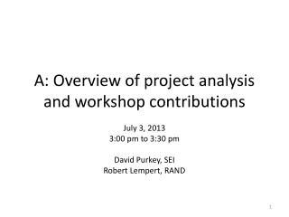 A: Overview of project analysis and workshop contributions
