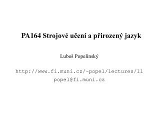 pa164 strojov u en a p irozen jazyk