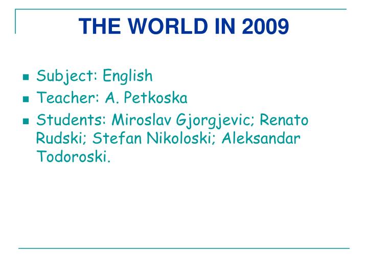 the world in 2009
