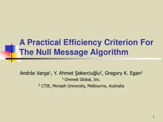 A Practical Efficiency Criterion For The Null Message Algorithm