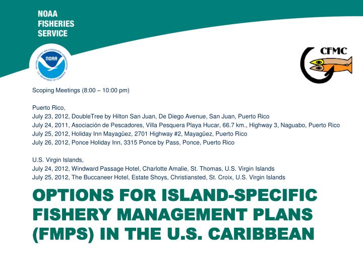 options for island specific fishery management plans fmps in the u s caribbean