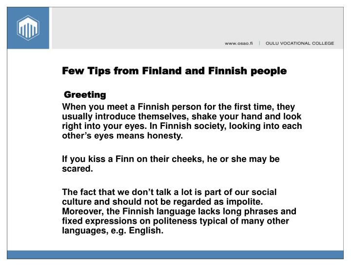 few tips from finland and finnish people