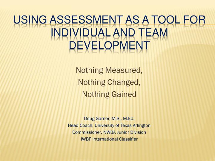 using assessment as a tool for individual and team development