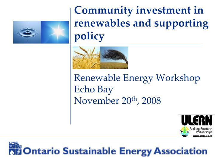 community investment in renewables and supporting policy