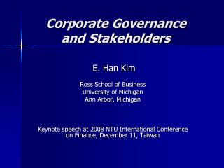 Corporate Governance and Stakeholders