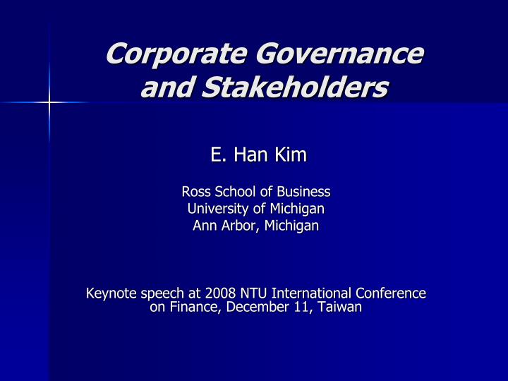 corporate governance and stakeholders