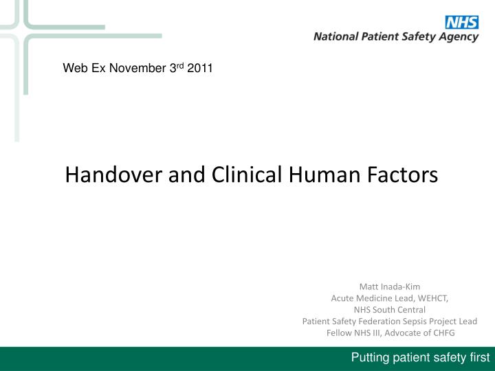 handover and clinical human factors