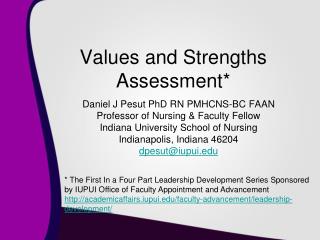 Values and Strengths Assessment*