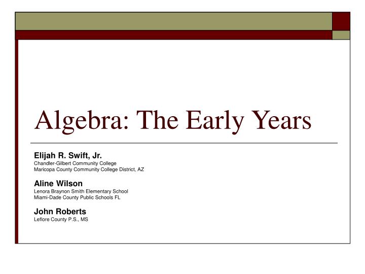 algebra the early years