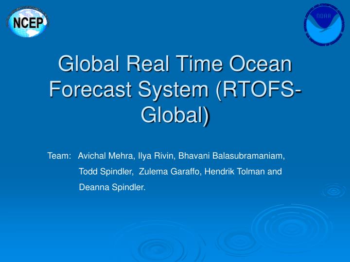 global real time ocean forecast system rtofs global