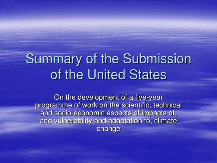 summary of the submission of the united states