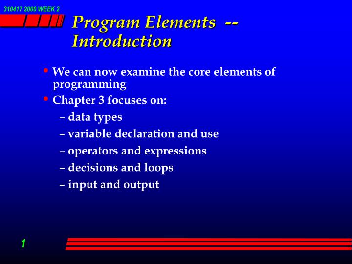 program elements introduction