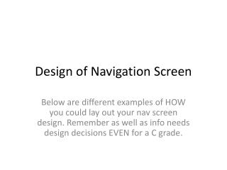 Design of Navigation Screen