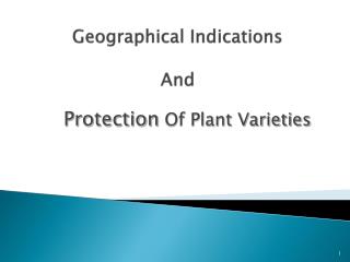 Geographical Indications And