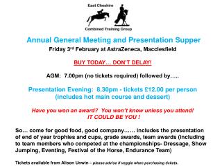 Annual General Meeting and Presentation Supper