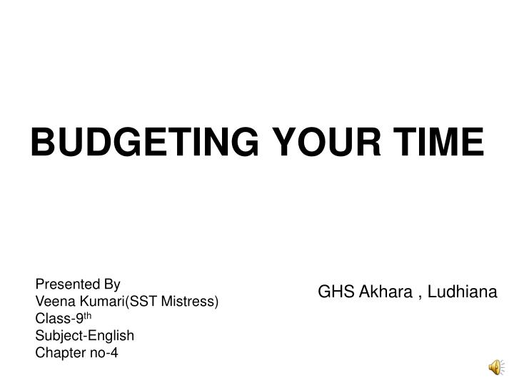 budgeting your time