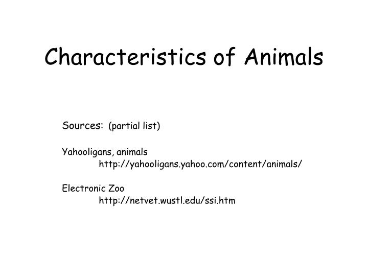 characteristics of animals