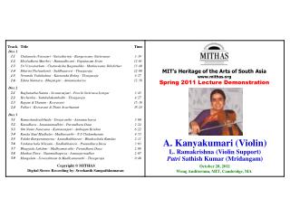 A. Kanyakumari (Violin) L. Ramakrishna (Violin Support) Patri Sathish Kumar ( Mridangam )