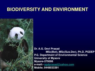 BIODIVERSITY AND ENVIRONMENT