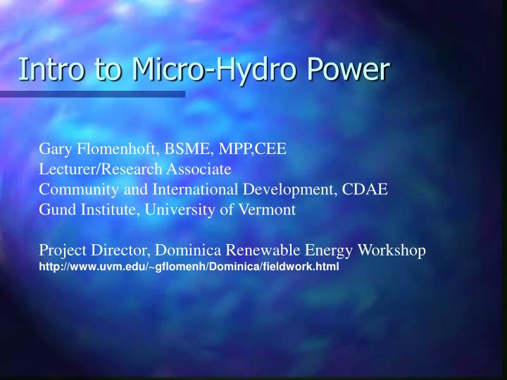 intro to micro hydro power