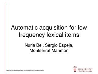 Automatic acquisition for low frequency lexical items