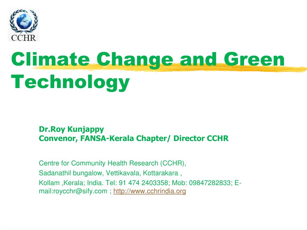 PPT - Climate Change and Green Technology PowerPoint Presentation, free ...
