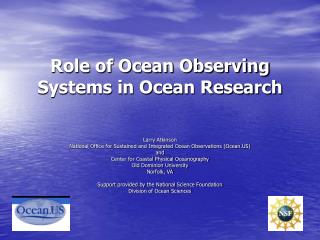 Role of Ocean Observing Systems in Ocean Research