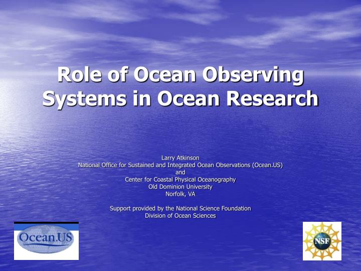role of ocean observing systems in ocean research