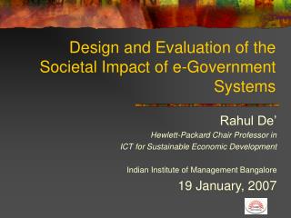 Design and Evaluation of the Societal Impact of e-Government Systems