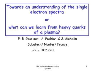 Towards an understanding of the single electron spectra or