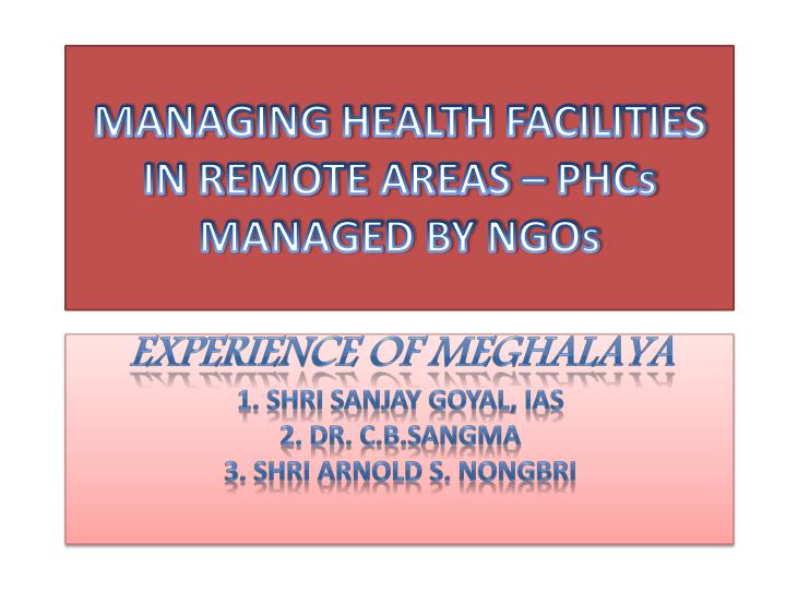 managing health facilities in remote areas phcs managed by ngos