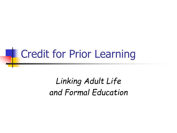 credit for prior learning