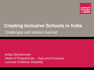 Creating Inclusive Schools in India Challenges and lessons learned