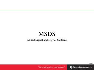 MSDS Mixed Signal and Digital Systems