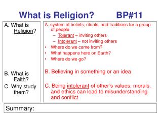 What is Religion?		BP#11