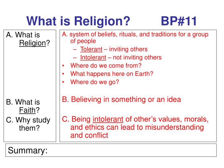 what is religion bp 11