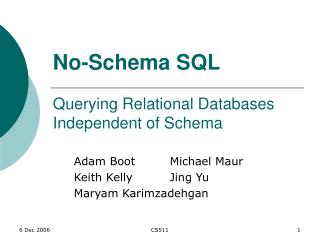 No-Schema SQL Querying Relational Databases Independent of Schema