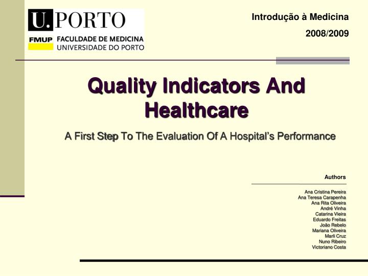 quality indicators and healthcare