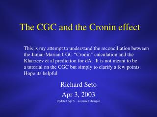 The CGC and the Cronin effect