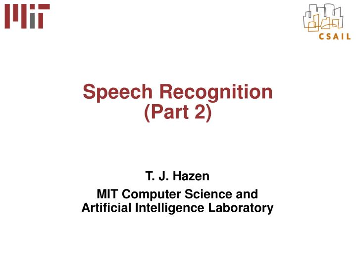 speech recognition part 2