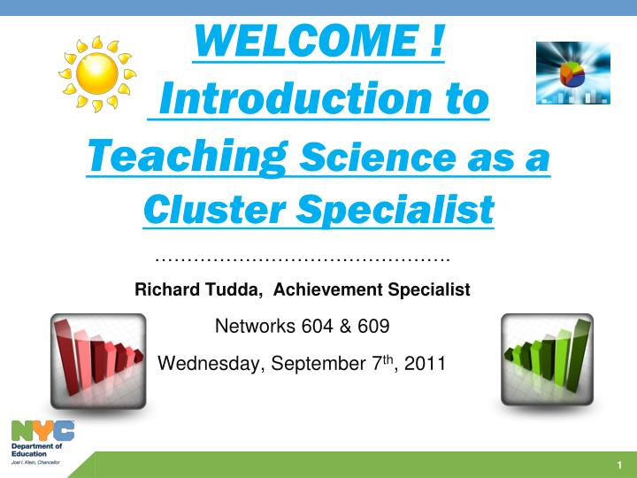 welcome introduction to teaching science as a cluster specialist