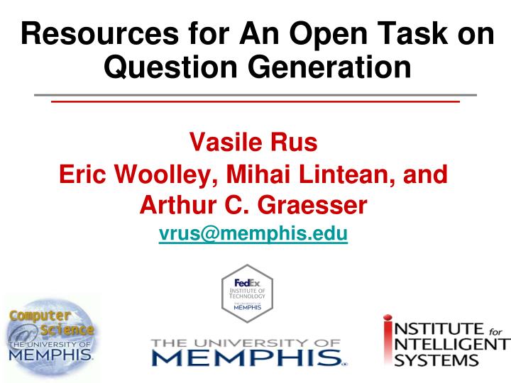resources for an open task on question generation