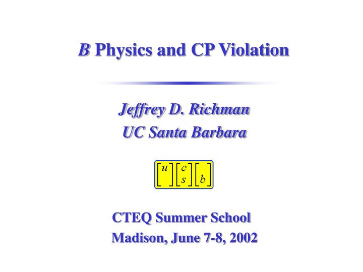 b physics and cp violation
