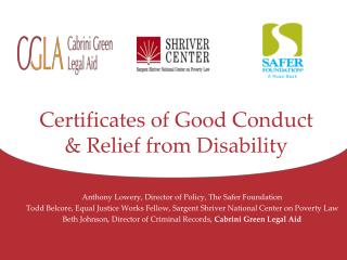 certificates of good conduct relief from disability