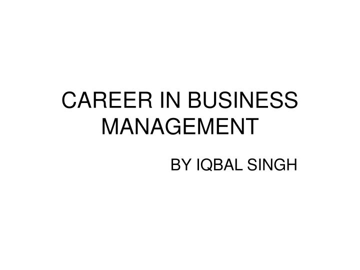career in business management