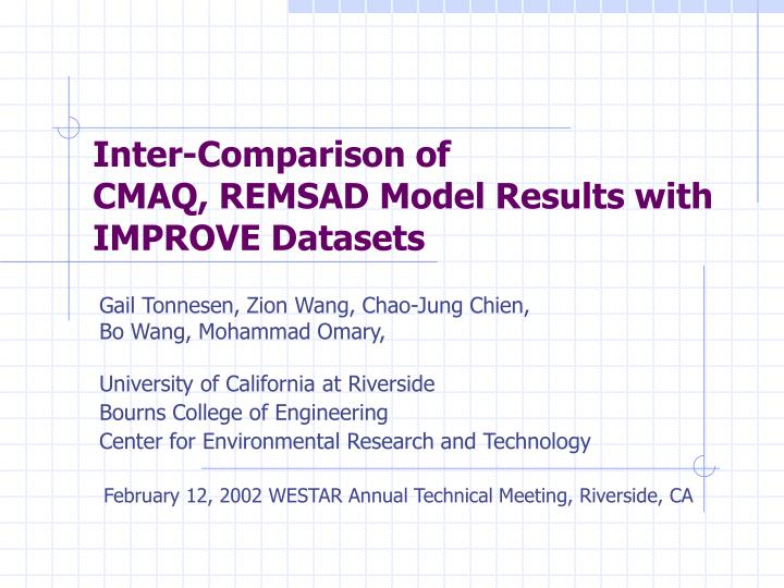 inter comparison of cmaq remsad model results with improve datasets