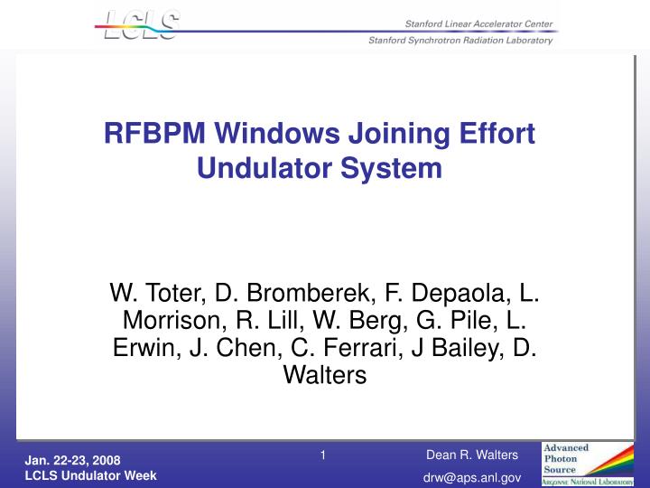 rfbpm windows joining effort undulator system