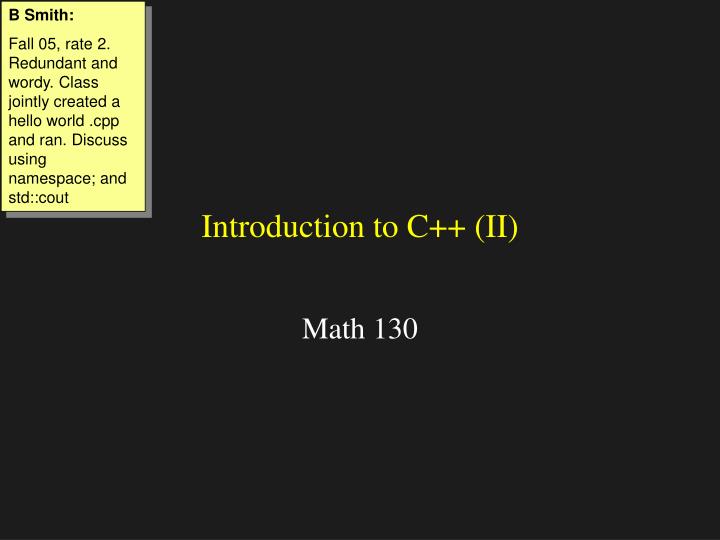 introduction to c ii